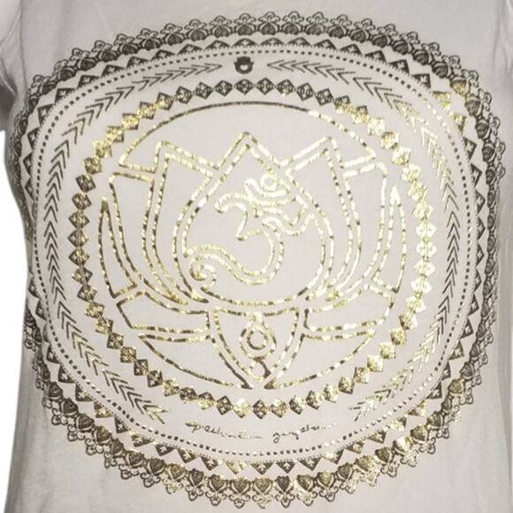 Spiritual Gangster Womens Small White Gold Foil Sleeveless Yoga Tank Top - Picture 2 of 7